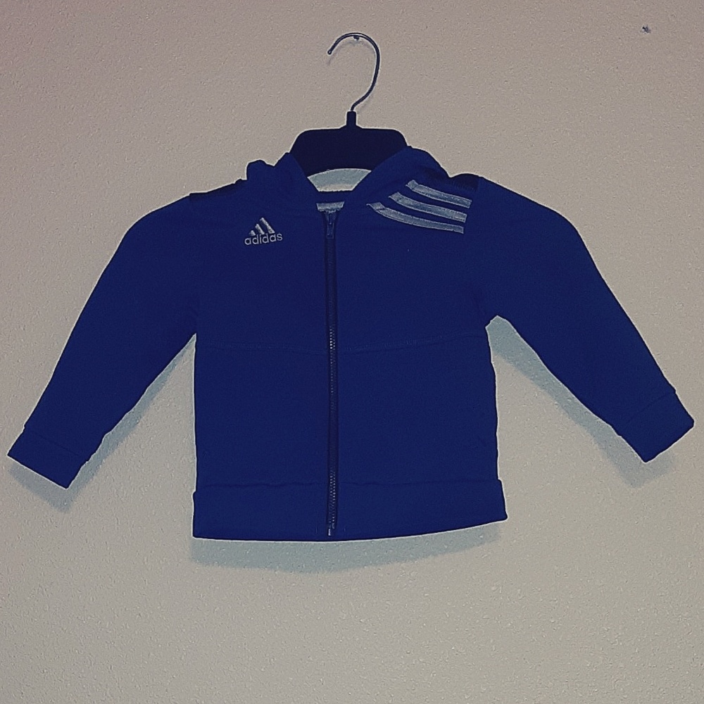 Adidas Boys Blue Zip Up Jacket w/ Hood
